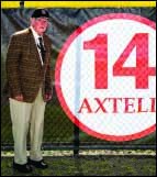 Don Axtell with his retired #14, which adorns Red Dragon field.